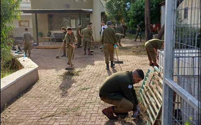 Israeli soldiers cleaning up communities in northern Israel that were damaged during the fighting with Hezbollah. Photos cleared for publication December 21, 2024. (IDF Spokesperson's Unit)