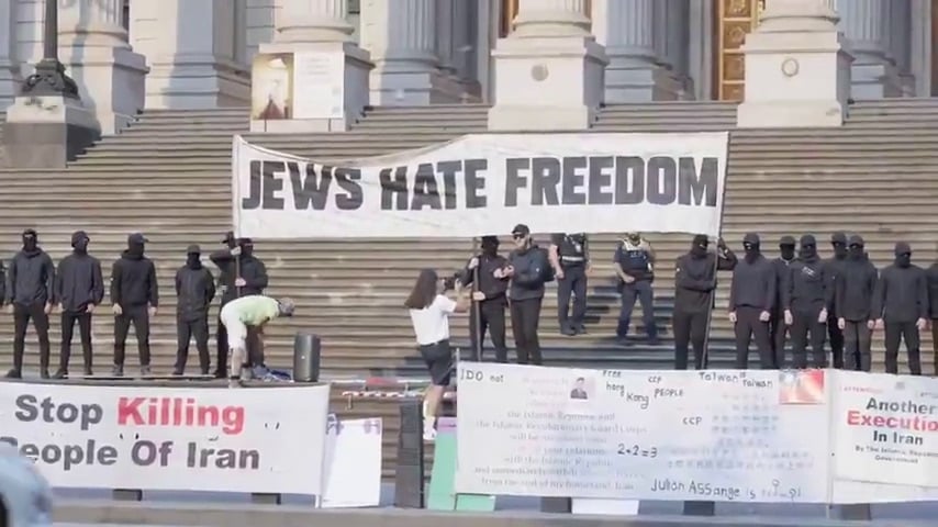 NextImg:‘Jews hate freedom’: One suspect named after neo-Nazis rally at Melbourne parliament