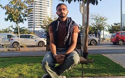 Yemeni-Swedish activist and journalist Luai Ahmed in Tel Aviv, December 25, 2024. (Gianluca Pacchiani/Times of Israel)