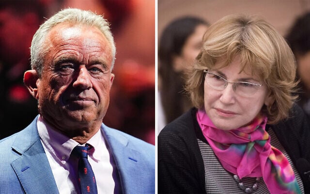 Robert F. Kennedy Jr. wants to remove fluoride from US water, as Israel did a decade ago under the stewardship of Yael German. (RFK Jr. by Chris Unger/Zuffa LLC via Getty Images; German via Flash 90 via JTA)