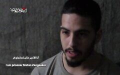 Hostage Matan Zangauker speaks in a Hamas propaganda video issued on December 7, 2024. (Screenshot: Telegram)