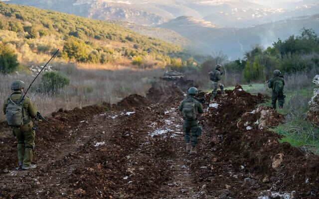 Troops of the 300th Brigade operate in southern Lebanon, in a handout photo issued on January 8, 2025. (Israel Defense Forces)