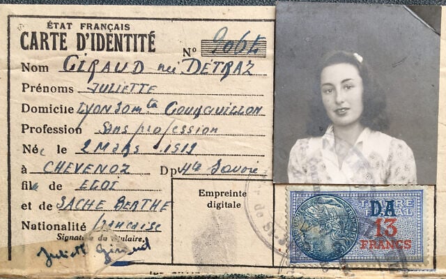 The top half of Marion Müller's forged French identity card, issued in April 1943. (Courtesy of Tim Judah)