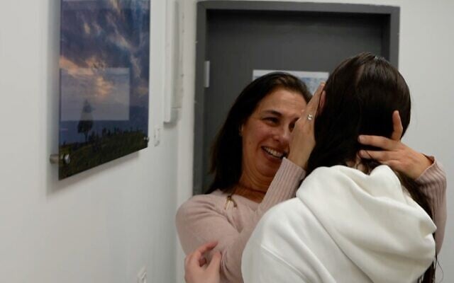 Naama Levy is seen with her mother after being freed from Hamas captivity on January 25, 2025 (Israel Defense Forces)