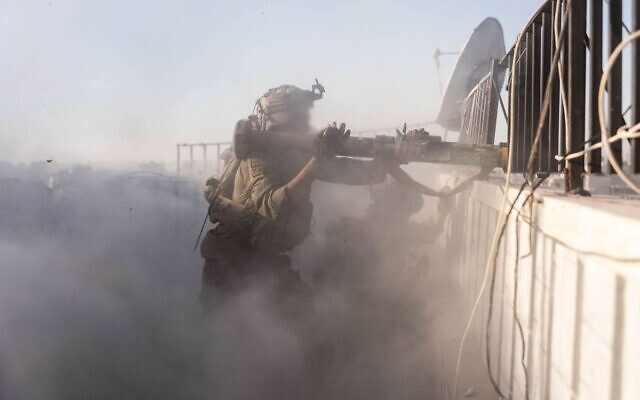 Troops of the GIvati Brigade operate in northern Gaza's Jabalia, in a handout photo issued by the IDF on January 3, 2025. (Israel Defense Forces)