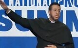 Father Calvin Robinson gives Elon Musk's salute at the National Pro-Life Summit, January 25, 2025, in Washington. (X screenshot, used in accordance with Clause 27a of the Copyright Law)