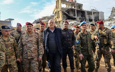 Lebanon's caretaker Prime Minister Najib Mikati visits the southern Lebanese village of Khiam on December 23, 2024. (AFP)