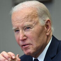 US President Joe Biden speaks about the Los Angeles fires at the White House in Washington, on January 9, 2025. (Andrew Caballero-Reynolds/AFP)