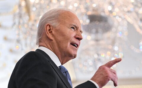 Then-US president Joe Biden speaks at the State Department in Washington, DC, on January 13, 2025, as he delivers his final foreign policy speech. (Roberto Schmidt/AFP)