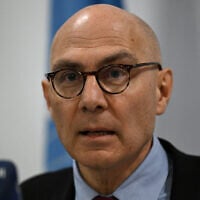 UN High Commissioner for Human Rights Volker Türk speaks during a press conference in Damascus, Syria, January 15, 2025. (Louai Beshara / AFP)