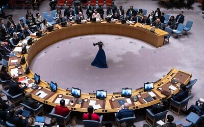An overall view shows the United Nations Security Council during a meeting concerning the UN Relief and Works Agency (UNRWA) at UN headquarters in New York City on January 28, 2025 (Yuki IWAMURA / AFP)