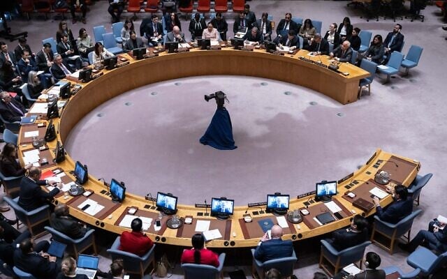 An overall view shows the United Nations Security Council during a meeting concerning the UN Relief and Works Agency (UNRWA) at UN headquarters in New York City on January 28, 2025 (Yuki IWAMURA / AFP)
