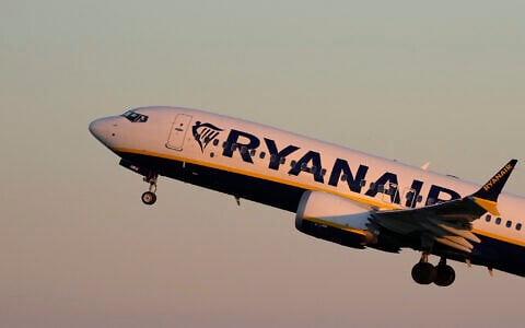 A Ryanair Boeing 737 MAX takes off from Lisbon airport, January 25, 2023. (AP Photo/Armando Franca)