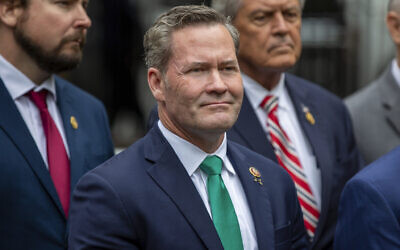 Rep. Michael Waltz, R-Fla., speaks outside the hush money criminal case of former president Donald Trump in New York, May 16, 2024. (AP Photo/Ted Shaffrey / File)