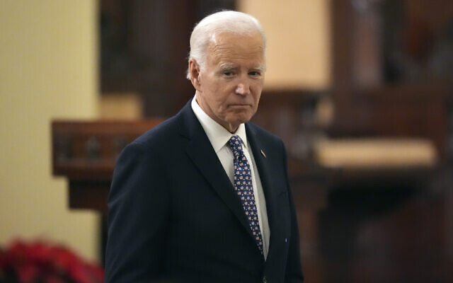 US President Joe Biden walks after speaking during an interfaith prayer service for the victims of the deadly New Years truck attack, at St. Louis Cathedral in New Orleans, January 6, 2025. (AP Photo/Gerald Herbert) US President Joe Biden walks after speaking during an interfaith prayer service for the victims of the deadly New Years truck attack, at St. Louis Cathedral in New Orleans, January 6, 2025. (AP Photo/Gerald Herbert)