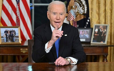 US President Joe Biden speaks from the Oval Office of the White House as he gives his farewell address in Washington, January 15, 2025. (Mandel Ngan/Pool via AP)
