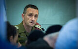 IDF Chief of Staff Lt. Gen. Herzi Halevi attends a Defense and Foreign Affairs Committee meeting at the Knesset in Jerusalem, January 28, 2025. (Yonatan Sindel/Flash90)