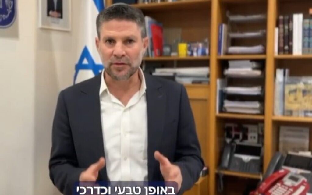 Smotrich vows to carry on Gaza war, but doesn’t say if he will thwart hostage deal