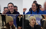 Top (L-R) Karina Ariev, Liri Albag; bottom (L-R) Naama Levy, Daniella Gilboa, the four Israeli released hostages, at Rabin Medical Center in Petah Tikva, January 25, 2025 (Israel Defense Forces)