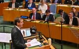 President Isaac Herzog speaks during a ceremony at the UN marking International Holocaust Remembrance Day, at UN headquarters in New York City on January 27, 2025. (Kobi Gideon/ GPO)