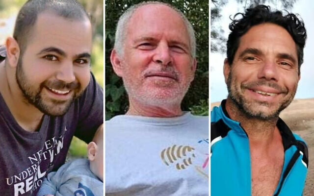 Israeli hostages slated to be freed from Gaza on February 1, 2025: (L-R) Yarden Bibas, Keith Siegel, and Ofer Calderon. (Courtesy)