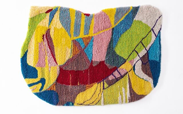 Gur Inbar 'Yarn of Clay' wool thread hand-tufted for the Herzliya Museum of Contemporary Art, open through May 1, 2025 (Credit David Seth)