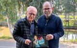 Artist Zeev Engelmayer, right, with novelist David Grossman, before the release of their collaboration, 'A Sudden Cry' on January 29, 2025 (Courtesy)