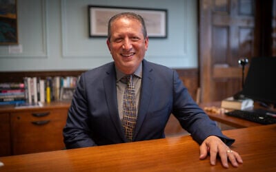 New York City Comptroller Brad Lander, during an interview at his office in Manhattan, July 18, 2024. (Luke Tress/JTA)