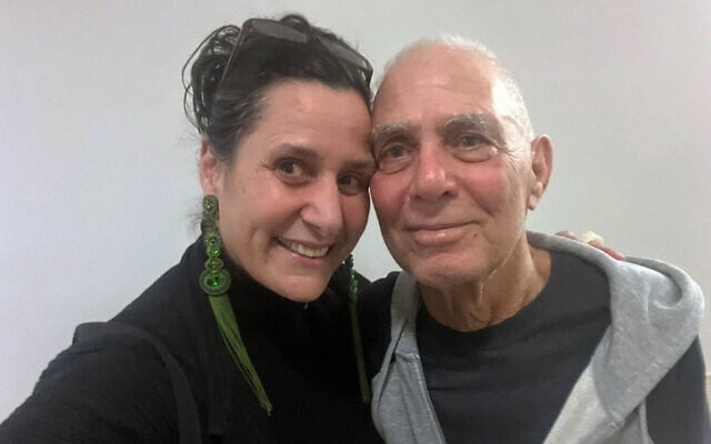 Efrat Machikawa (left) and her uncle, released hostage Gadi Mozes, following his January 30, 2025, release from captivity in Gaza (Efrat Machikawa)