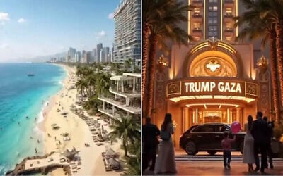 Visions of 'Trump Gaza' are seen in a 30-second, AI-generated video posted by US President Donald Trump to his Truth Social platform on February 26, 2025. (Screen captures via Truth Social, used in accordance with Clause 27a of the Copyright Law)