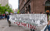 Anti-Israel and pro-Palestinian students and others gather outside of Cooper Union in Manhattan to protest the school's stance on Israel on May 9, 2024 in New York City. (Spencer Platt/Getty Images/AFP)
