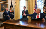 US President Donald Trump gestures to US Special Envoy to the Middle East Steve Witkoff (left) in the Oval Office of the White House on February 3, 2025, in Washington, DC. (Jim WATSON / AFP)