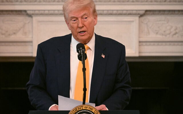 US President Donald Trump speaks at the Governors Working Session in the State Dining Room of the White House in Washington, DC, on February 21, 2025. (Jim Watson/AFP) US President Donald Trump speaks at the Governors Working Session in the State Dining Room of the White House in Washington, DC, on February 21, 2025. (Jim Watson/AFP)