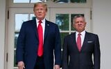 US President Donald Trump stands with King Abdullah II of Jordan during Trump's first administration, at the White House, June 25, 2018, in Washington. (AP Photo/ Evan Vucci)