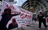 Protesters demonstrate near the Israeli Consulate during the Democratic National Convention Tuesday, Aug. 20, 2024, in Chicago. (AP/Alex Brandon)
