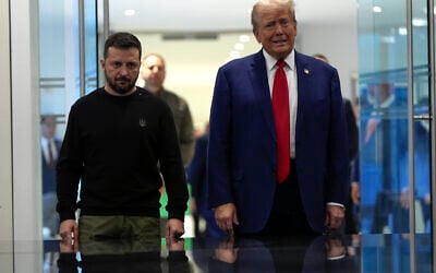 President Donald Trump meets with Ukraine's President Volodymyr Zelenskyy at Trump Tower, September 27, 2024, in New York. (AP/Julia Demaree Nikhinson)