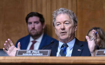 Sen. Rand Paul, R-Ky., ranking member of the Senate Homeland Security and Governmental Affairs, questions Postmaster General Louis DeJoy during a hearing on understanding proposed service changes, on Capitol Hill in Washington, Thursday, December 5, 2024. (AP Photo/Jose Luis Magana)