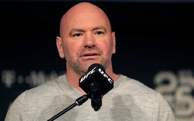 FILE - In this file photo from November 2, 2018, UFC president Dana White speaks at a news conference in New York. (AP Photo/Julio Cortez, File)