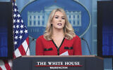 White House press secretary Karoline Leavitt speaks during a press briefing at the White House, January 31, 2025, in Washington. (AP Photo/Evan Vucci)