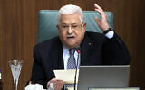 Palestinian Authority President Mahmoud Abbas speaks during a conference at the Arab League headquarters in Cairo, Egypt, Feb. 12, 2023. (AP Photo/Amr Nabil, File)