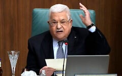 Palestinian Authority President Mahmoud Abbas speaks during a conference at the Arab League headquarters in Cairo, Egypt, Feb. 12, 2023. (AP Photo/Amr Nabil, File)
