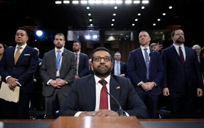 Kash Patel, US President Donald Trump's choice to be director of the FBI, arrives for his confirmation hearing before the Senate Judiciary Committee at the Capitol in Washington, Jan. 30, 2025. (AP/Ben Curtis, File)