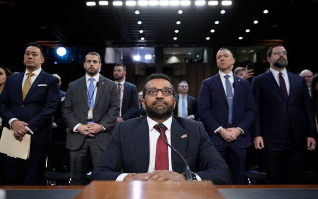 Kash Patel, US President Donald Trump's choice to be director of the FBI, arrives for his confirmation hearing before the Senate Judiciary Committee at the Capitol in Washington, Jan. 30, 2025. (AP/Ben Curtis, File) Kash Patel, US President Donald Trump's choice to be director of the FBI, arrives for his confirmation hearing before the Senate Judiciary Committee at the Capitol in Washington, Jan. 30, 2025. (AP/Ben Curtis, File)