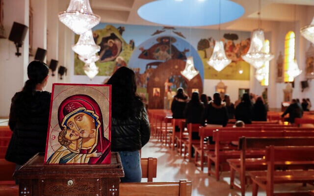Syrian Christians gather for Sunday Mass at the Church of Saint George in the town of Maaloula, Syria, January 12, 2025. (AP Photo/Omar Sanadiki) Syrian Christians gather for Sunday Mass at the Church of Saint George in the town of Maaloula, Syria, January 12, 2025. (AP Photo/Omar Sanadiki)
