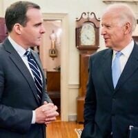 White House official Brett McGurk and US Vice President Joe Biden (left) in an undated photo. (Brett McGurk/X)
