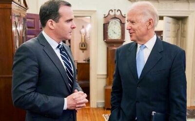 White House official Brett McGurk and US Vice President Joe Biden (left) in an undated photo. (Brett McGurk/X)