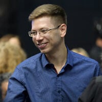 Yair Netanyahu attends an event after the release of first voting results in the Israeli general elections, at the Likud party headquarters in Tel Aviv, on September 18, 2019. (Gili Yaari/Flash90)
