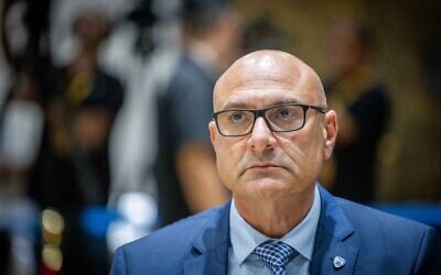 Israel Football Association chairman Moshe Zuares in Jerusalem on May 24, 2023. (Yonatan SIndel/Flash90)