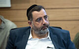 MK Avraham Betzalel of Shas attends a Health Committee meeting at the Knesset on July 1, 2024. (Yonatan Sindel/Flash90)