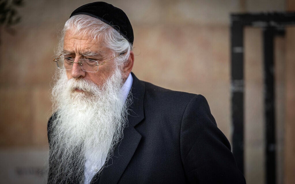 United Torah Judaism MK Meir Porush attends the Jerusalem Masters 2024 chess event, at Safra Square in Jerusalem, September 26, 2024. (Yonatan Sindel/Flash90)